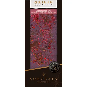 Čokoláda MADAGASCAR 67% hořká čokoláda s růžovým pepřem, skořicí a kardamomem 100g SOKOLATA AGAPITOS