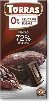 Čokoláda Torras Hořká čokoláda 72 % bez cukru 75 g