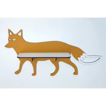 police MAJADESIGN Dětská dřevěná polička - LIŠKA - BAREVNĚ LAKOVANÁ