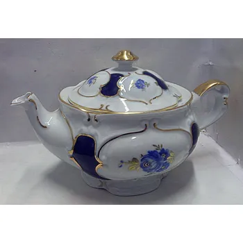 Konvice na čaj Porcelánová konvice zlacená rokoková s květem na čaj či kávu exklusivní dárek česká výro