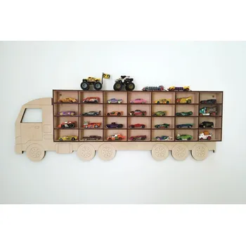 police MAJADESIGN Dětská dřevěná polička - KAMION NA AUTÍČKA