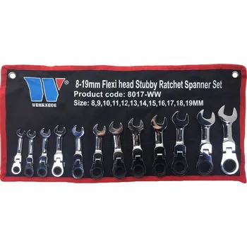 Autoklíč Klíče očkoploché ráčnové 8 - 19 mm, výkyvné, extra krátké, CrV, sada 12 dílů, Welzh (Welzh Werkzeug)