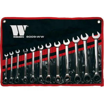 Autoklíč Klíče očkoploché ráčnové 8 - 19 mm, CrV, sada 12 dílů, Welzh (Welzh Werkzeug)