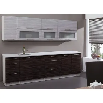 Kuchyňská linka Casarredo Posnania 260 cm šedá/tmavé zebrano /světlé zebrano