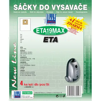 Sáček do vysavače JOLLY Sáčky do vysavače ETA19 MAX - textilní Vůně sáčku: Fresh