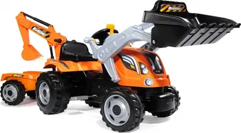 Dětské šlapadlo Smoby Šlapací traktor Builder Max s bagrem a vozíkem
