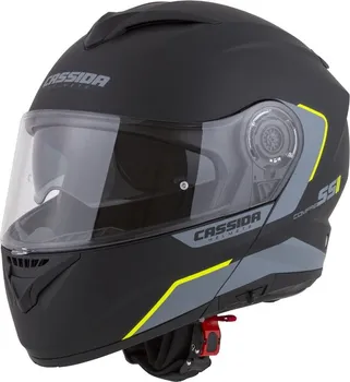 Helma na motorku Cassida Compress 2.0 Refraction černá matná/šedá/žlutá fluo