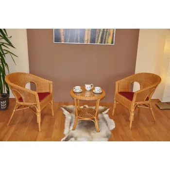 Zahradní sestava Ratanová sedací souprava Fabion medová vínové polstry