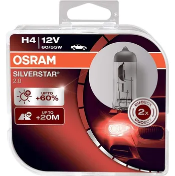 Povinná bezpečnostní výbava Autožárovky Osram Silverstar H4 12V 60/55W P43t - plastový box 2ks