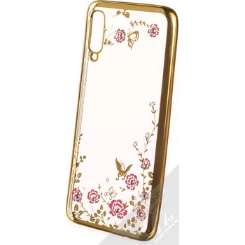 Pouzdro na mobilní telefon Forcell Diamond Flower TPU ochranný kryt pro Samsung Galaxy A70 zlatá (gold)