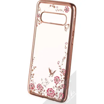 Pouzdro na mobilní telefon Forcell Diamond Flower TPU ochranný kryt pro Samsung Galaxy S10 růžově zlatá (rose gold)