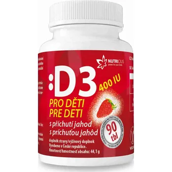 Nutricius D3 400 IU pro děti jahoda, 90 tbl.