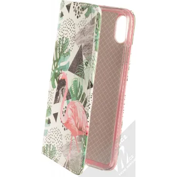 Pouzdro na mobilní telefon Sligo Smart Trendy Plameňák v džungli flipové pouzdro pro Apple iPhone XS Max bílá růžová (white pink)
