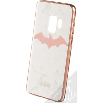 Pouzdro na mobilní telefon DC Comics Batman 008 TPU pokovený ochranný silikonový kryt s motivem pro Samsung Galaxy S9 bílá růžově zlatá (white rose gold)
