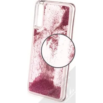 Pouzdro na mobilní telefon Sligo Liquid Pearl Full ochranný kryt s přesýpacím efektem třpytek pro Samsung Galaxy A70 růžově zlatá (rose gold)