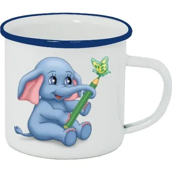 Plecháček - smaltový lem s potiskem Slůně - plecháček