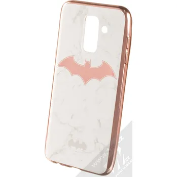 Pouzdro na mobilní telefon DC Comics Batman 008 TPU pokovený ochranný silikonový kryt s motivem pro Samsung Galaxy A6 Plus (2018) bílá růžově zlatá (white rose gold)