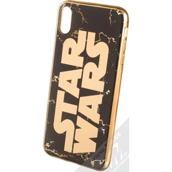 Pouzdro na mobilní telefon Star Wars Titulní Logo 007 TPU pokovený ochranný silikonový kryt s motivem pro Apple iPhone XS Max černá zlatá (black gold)