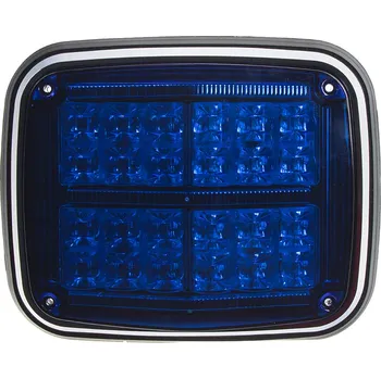 Maják Výstražné LED světlo obdélníkové s přísvitem, 12/24V, modré, R65 (kf027blu)