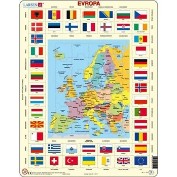 Larsen Evropa - mapa a vlajky 70 dílků