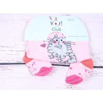 YO Punčocháče punčocháčky punčošky RA03 růžové se stříbrnou kočkou velikost oblečení - děti: 80/86