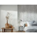 Vliesová tapeta 372604 větve, bílá, šedo-stříbrná / Vliesové tapety na zeď 37260-4 Blooming (0,53 x 10,05 m) A.S.Création