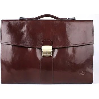 Kabelka Luxusní tmavěhnědá hladká kožená aktovka do ruky Marta Ponti no. 816