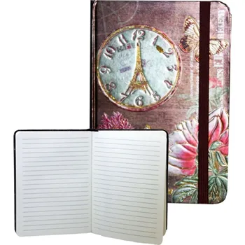 Zápisník s gumičkou 178x126 mm zlatý s hodinami F