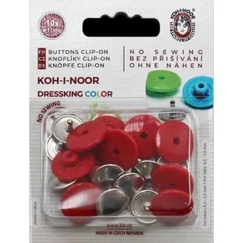 Knoflík KOH-I-NOR Snímatelný knoflík Dressking barevný, 10 ks barva: červená