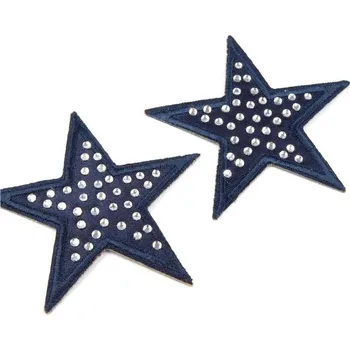 Nažehlovačka Hvězda s kamínky barva: modrá