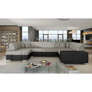 Sedací souprava Rozkládací rohová sedačka HABANA šedá melír / černá