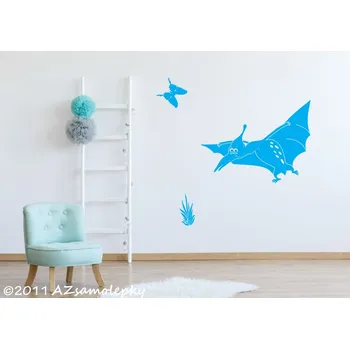 Samolepící dekorace Dětské samolepky na zeď - Veselý pteranodon - S (40 x 23 cm)