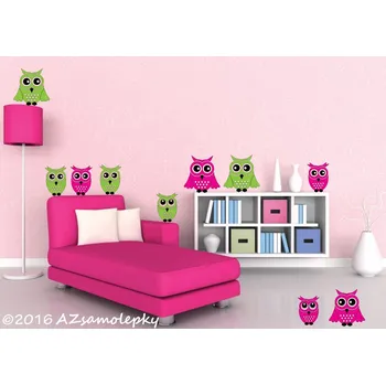 Samolepící dekorace Dětské samolepky na zeď - Roztomilé sovy - kolekce M