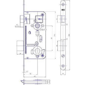 Dveřní kování HOBES zámek 24027C vložka - rozteč 90mm lišta 18mm hloubka 80mm