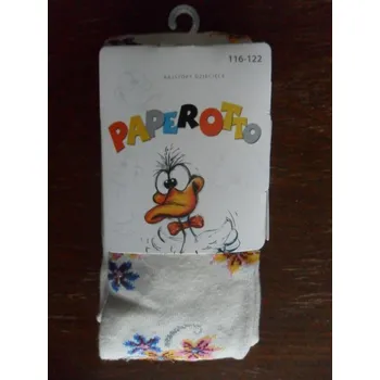 Dětské vzorované punčochové kalhoty Paperotto 116-122 smetanové (dětské vzorované bavlněné elastické punčochové kalhoty 2-6let)