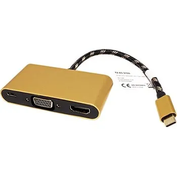 Datové redukce ROLINE GOLD Multiport adaptér USB C(M) -> HDMI A(F) (4K@60Hz), VGA(F), USB C(F) PD - 12.03.3155
