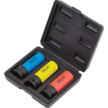 Gola hlavice Hlavice nástrčné na šrouby kol s plastovou krytkou, Lok-TYP, 6 hran, 17 - 21 mm, sada 3 kusy, Welzh (Welzh Werkzeug)