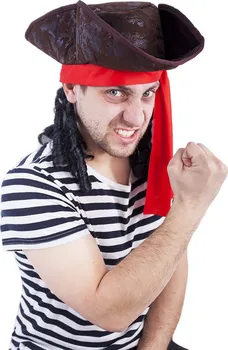 Karnevalový doplněk Rappa Klobouk pirát s vlasy pro dospělé