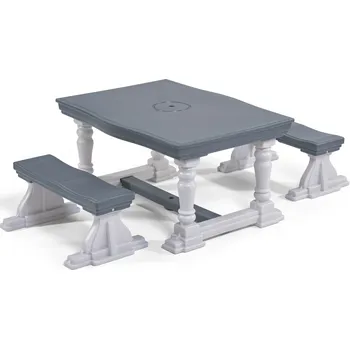 Dětský zahradní nábytek Step2 Dětský stůl se 2 lavicemi šedý
