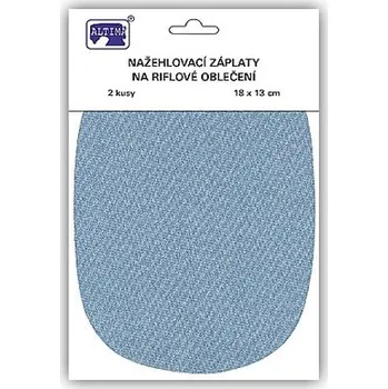 Riflové nažehlovací záplaty světle modré, 18x13 cm, 2ks