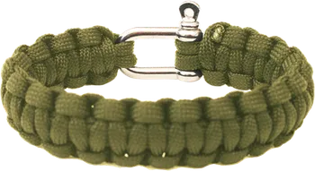 Vybavení pro přežití Highlander Paracord náramek s kovovou sponou olivový