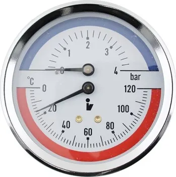 MALGORANI SITEM Termomanometr d80mm 0-4 BAR 0-120°C ZADNÍ vývod 1/2" - voda, vzduch TM5404Z