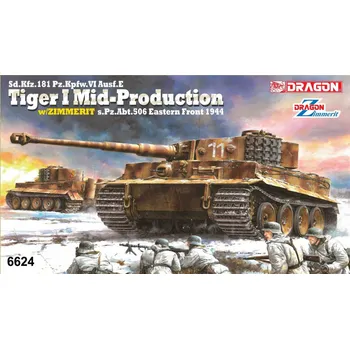Plastikový model Dragon Models Kit tank 6624 Sd.Kfz.181 Pz.Kpfw.VI Ausf.E Tiger I Mid Production w/Zimmerit s.Pz.Abt.506 Eastern Front 1944 1:35