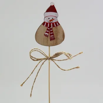 Vánoční dekorace Sněhulák zápich dřevo 27cm (HAE-8187A)