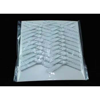 Krajka Svatební mašličky bílé se stříbrným rexorem