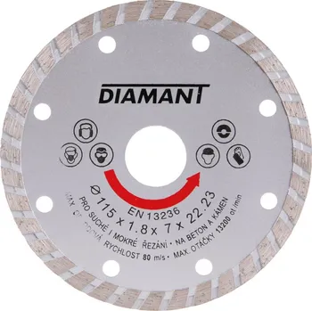 Řezný kotouč LEVIOR 21135 Kotouč diamantový, TURBO, 115mm, 22,2mm