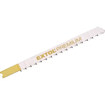 Pilový plátek EXTOL PREMIUM 8805505 List do přímočaré pily, na dřevo, U-stopka, HCS, 75 x 1,2mm, obrácený zub 10TPI, 5ks