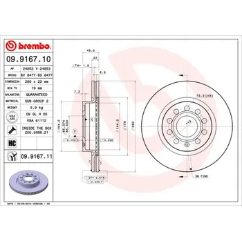 Brzdový kotouč Brembo 09.9167.11