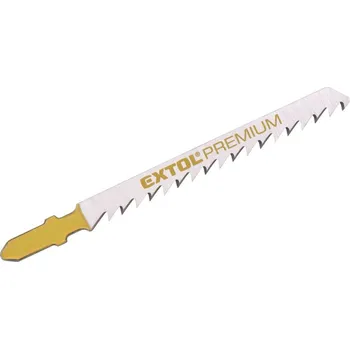 Pilový plátek EXTOL PREMIUM 8805007 List do přímočaré pily, na dřevo, T-stopka, HCS, 75 x 1,2mm, 6TPI, 5ks