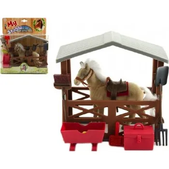 domeček pro figurky Teddies Kůň fliška se stájí a doplňky